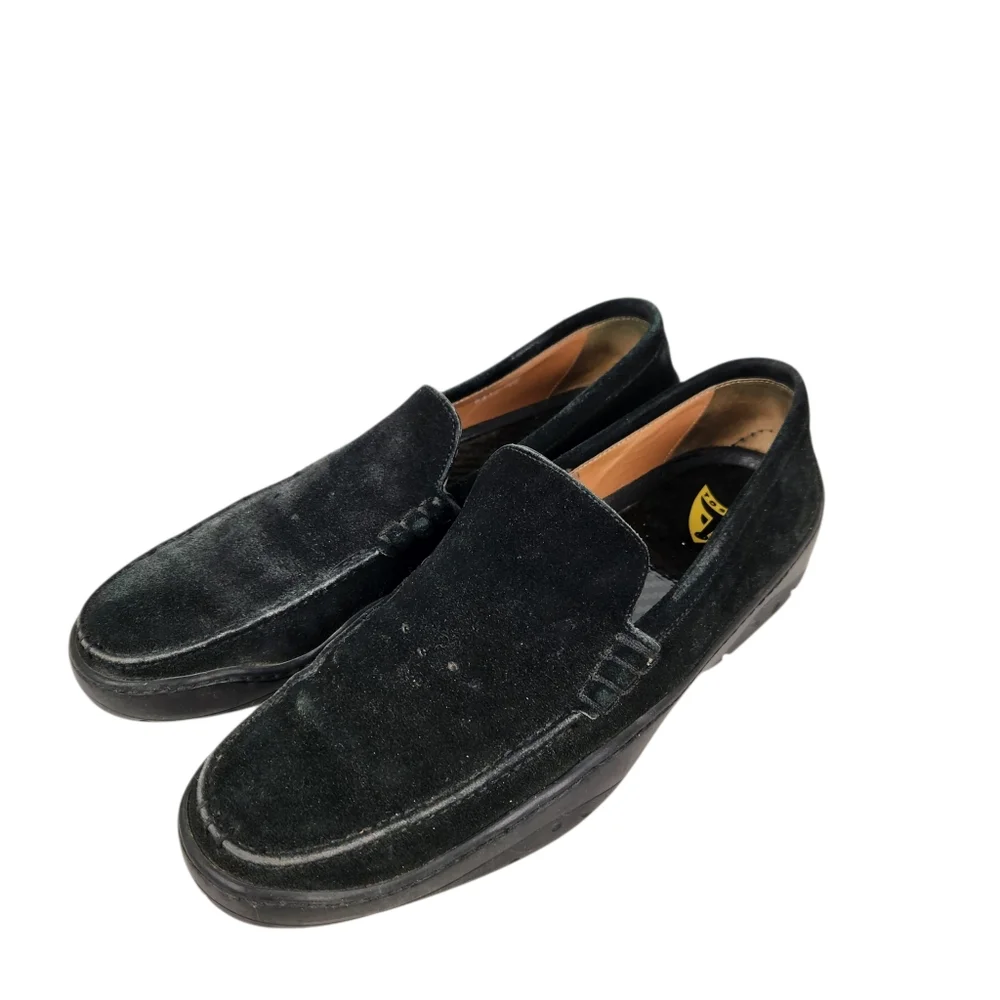 Michael Toshi Mach Black Suede Leather Driving Loafers Italian Mens Size 10